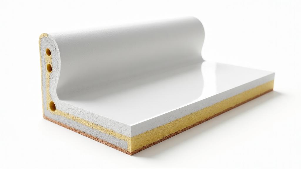 Cross-section of insulated garage door showing polyurethane foam layers