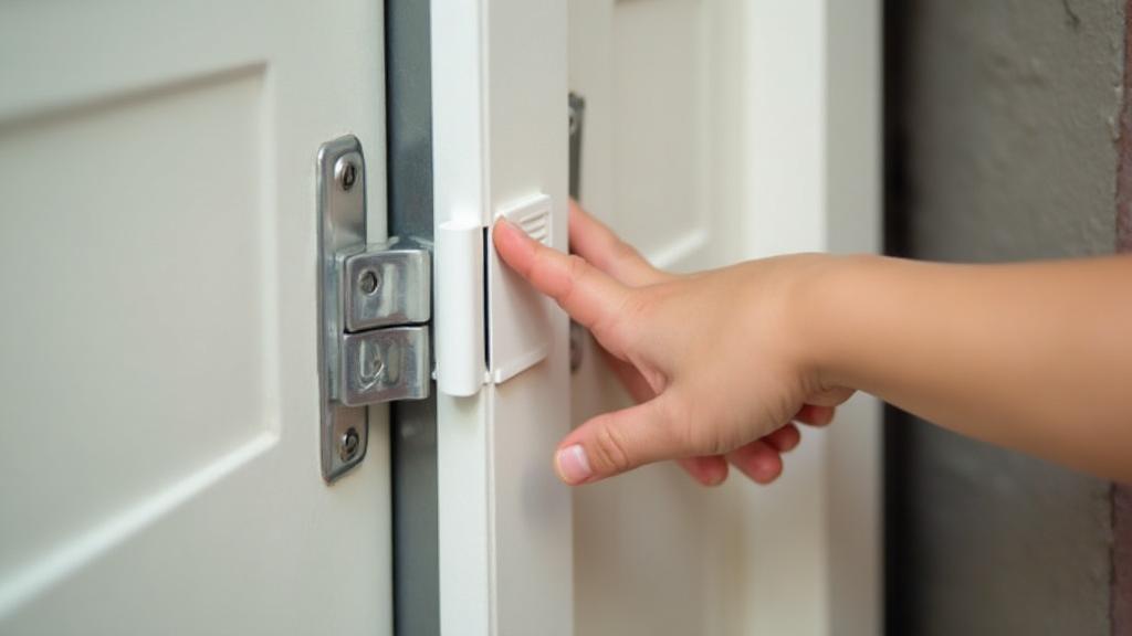 Child safety garage door pinch protection panel design close-up